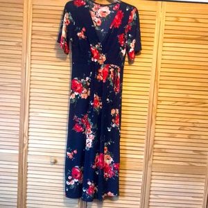 Floral faux-wrap dress
